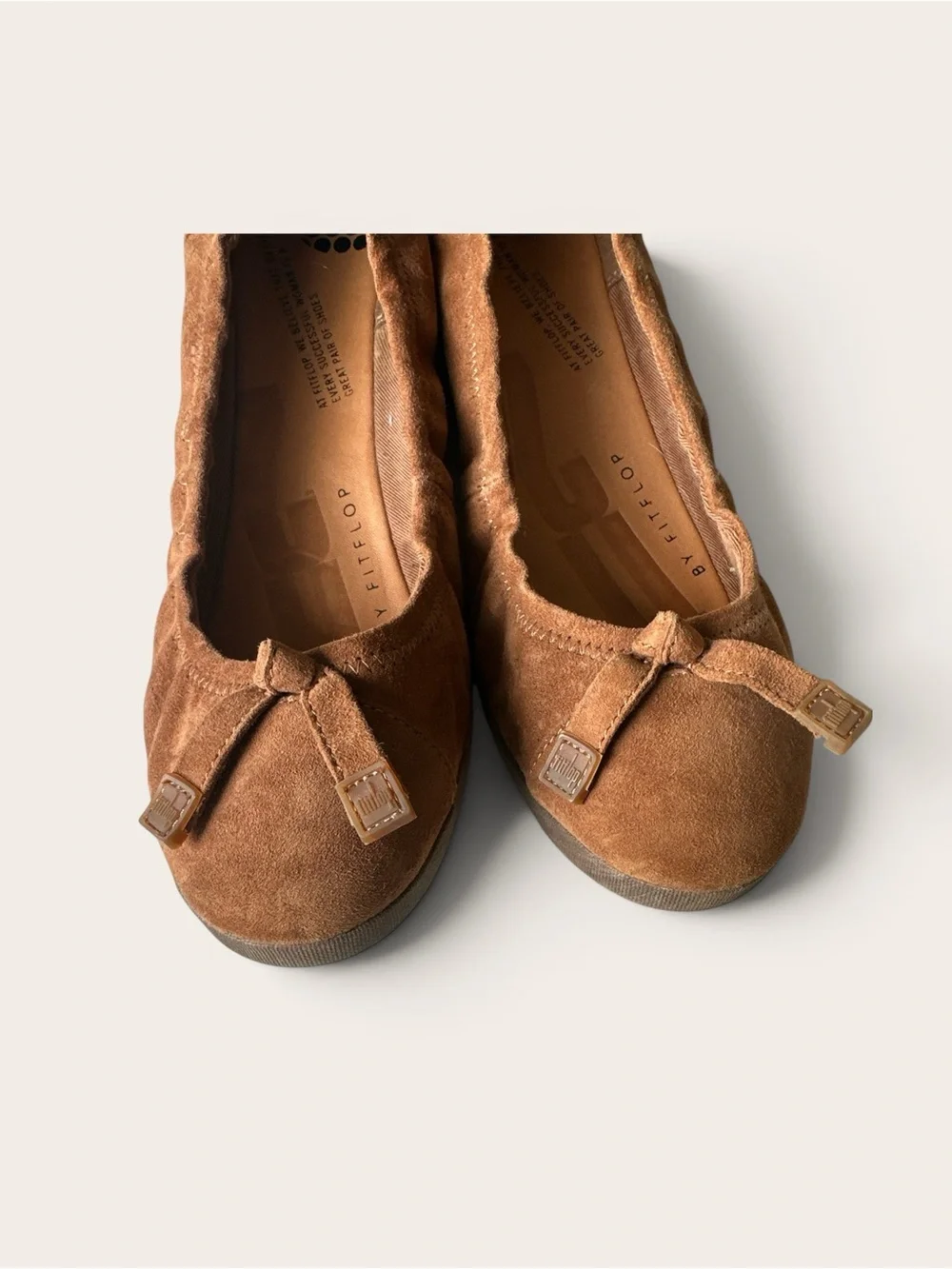 Fitflop Brown Suede Ballet Flats with Bow Accent - Picture 5 of 6